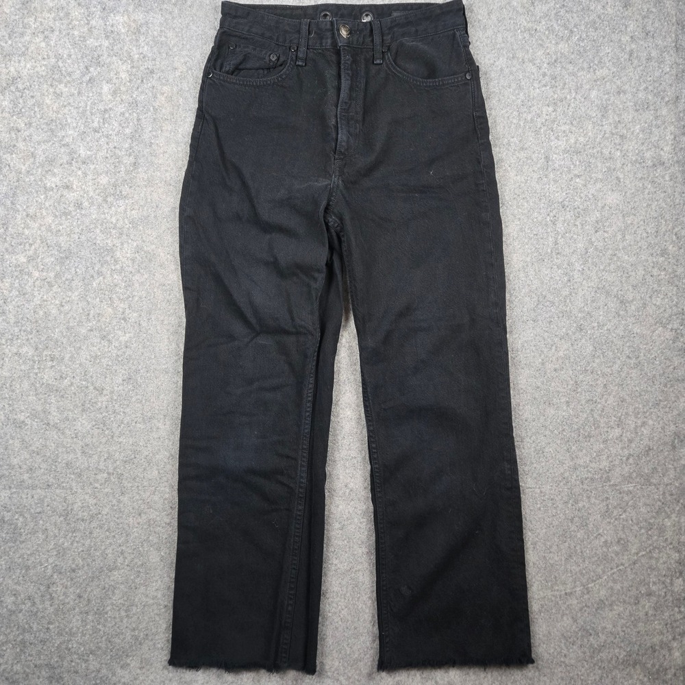 Rag & Bone‎ Jeans Womens 25 Black Ruth Super High Rise Straight Raw Hem Grunge